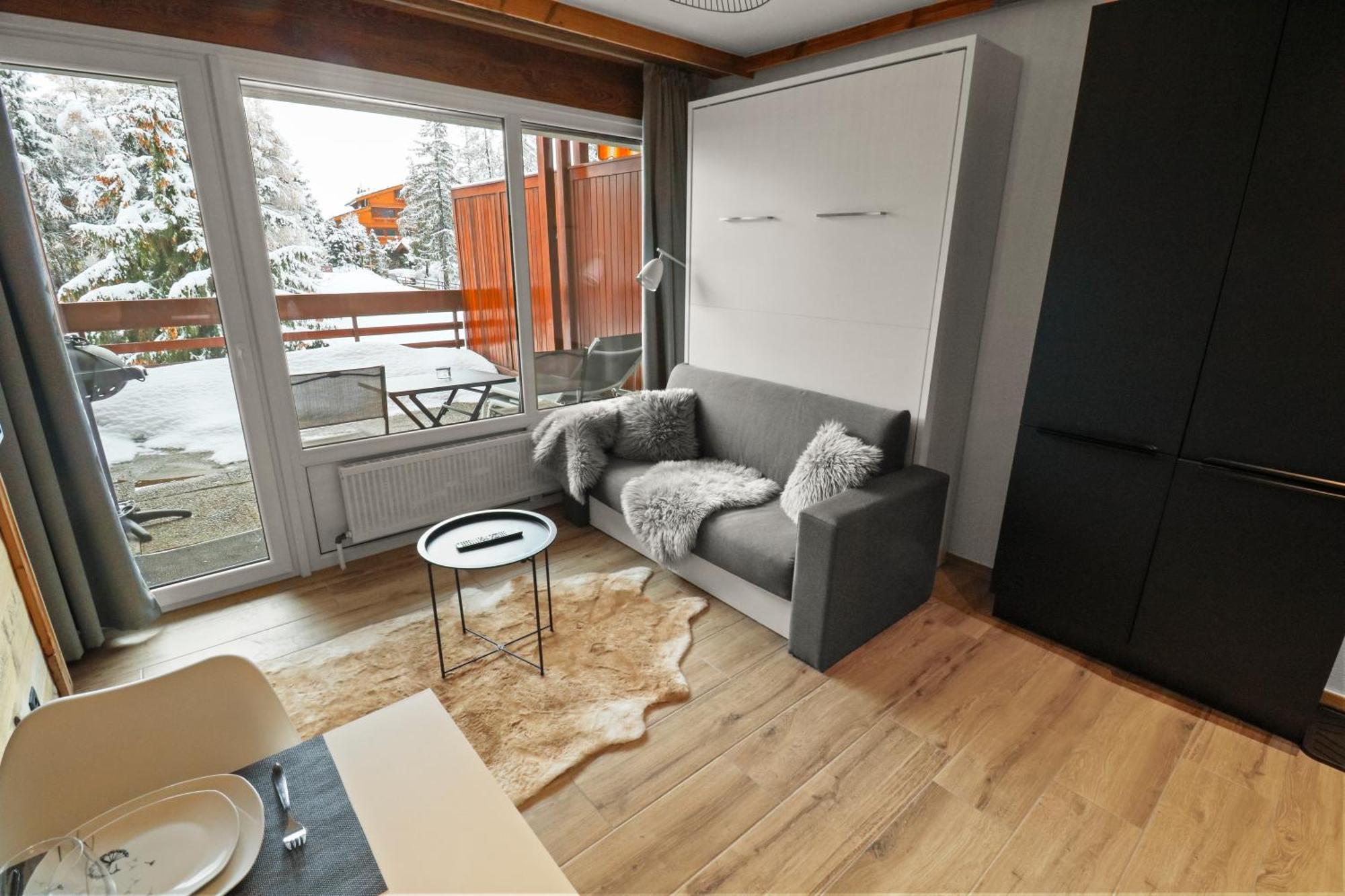 Joli Studio Avec Parking Gratuit Crans-Montana Buitenkant foto